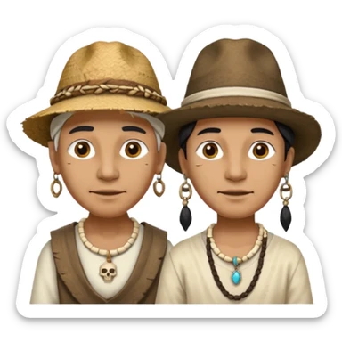 Hatted ancient People wearing Bone Necklaces sticker