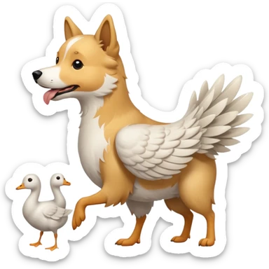 Fluffy dog fetching geese sticker
