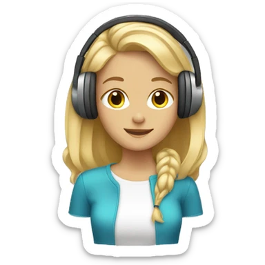 blonde girl with headphones sticker