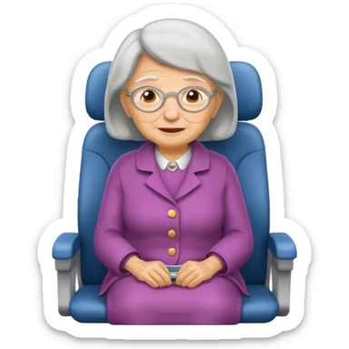 old woman passanger in plane seat sticker