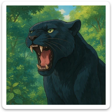 black panther roaring sticker