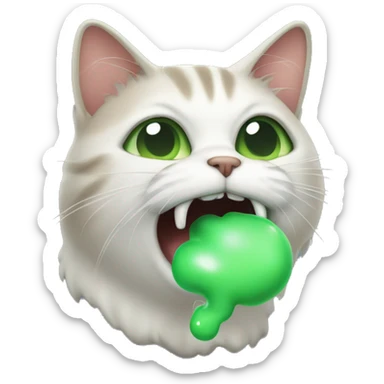 cat with bad breath, green cloud of stinky breath coming out of the mouth sticker