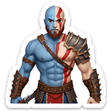create a emoji for god of war kartos version with his wife of love blueheart sticker