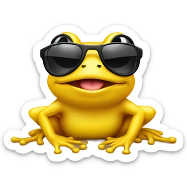A yellow frog, giving a thumbs-up with a confident smile, wearing sunglasses sticker