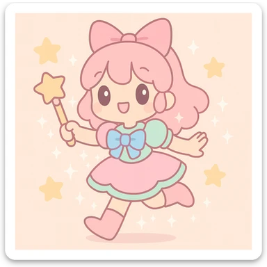 anime style magical girl with sparkling effects, dynamic pose sticker