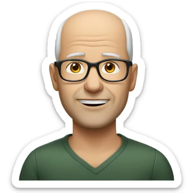 50 year old white man, balding, no beard wearing rectangular glasses sticker