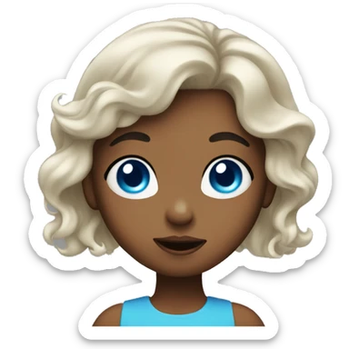 Girl with blue eyes and blown hair blowing a kiss sticker