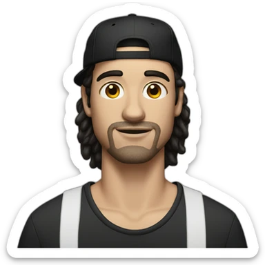 White Guy with blown eyes dark hair and black adidas cap sticker