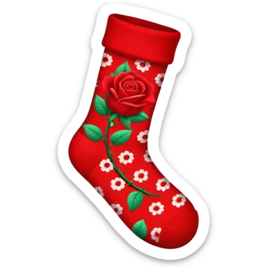 A red socks with red rose partern sticker
