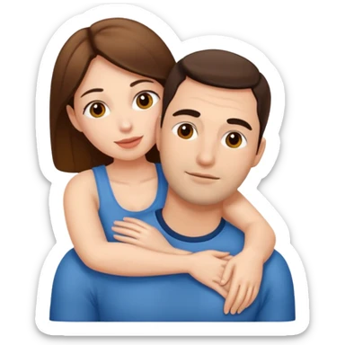 Woman sitting on husbands face sticker