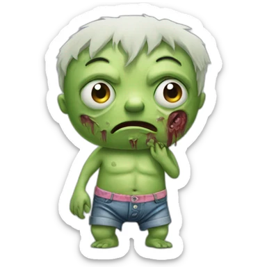 sad zombi in underpants hyperrealistic sticker