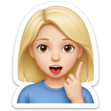 Girl who is putting her finger between her teeth sticker