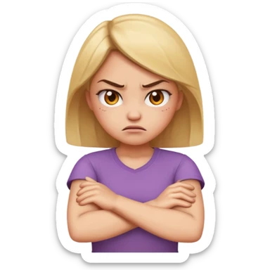 angry face girl emoji with arms crossed over each other in front emoji sticker
