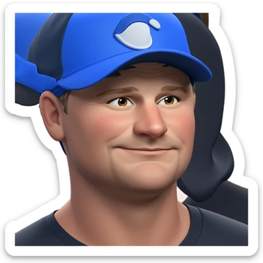 boy in blue baseball cap sticker