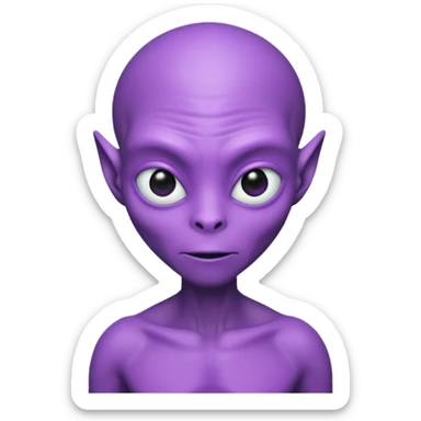 purple alien wear T-shirt sticker