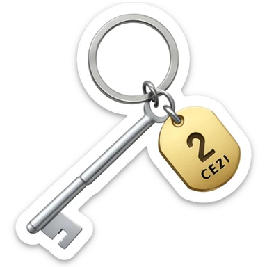 una llave con un llavero que diga century 21 sticker