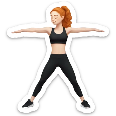 Aesthetic cute Ginger girl in black gym fit stretching  sticker