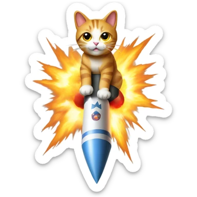 Cat riding a nuclear missile sticker