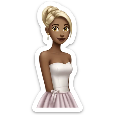 elegant girl in strapless dress long ponytail sticker