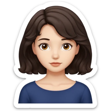 Short hair until shoulders wavy dark brown and with perçems and a soft look but girl sticker