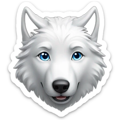 Happy White Wolf blue eyes short hairs sticker