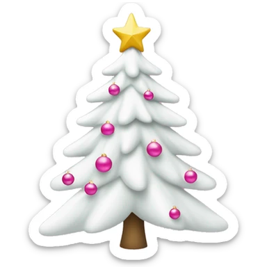 white christmas tree with link ornaments and a pink star sticker