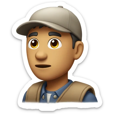 "A neutral-looking villager with plain clothes, a simple cap, and an unremarkable, slightly suspicious expression. They blend into a rural town setting." sticker