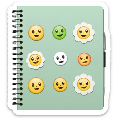 pale green note book with cute stickers sticker