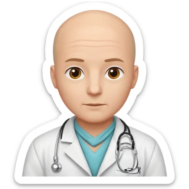 bald doctor with bandanna sticker
