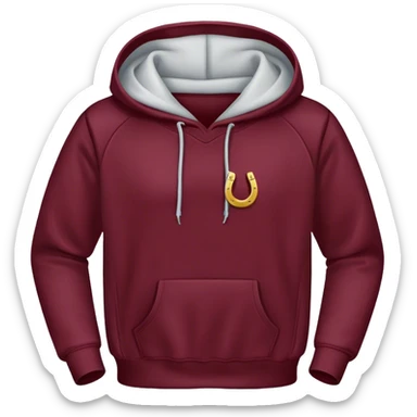 A hoodie with a maroon horseshoe on it ￼ sticker