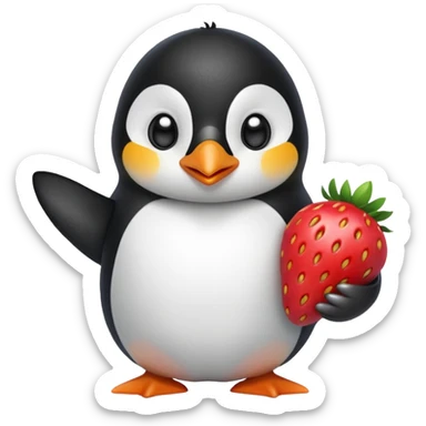 Penguin strawberry sticker
