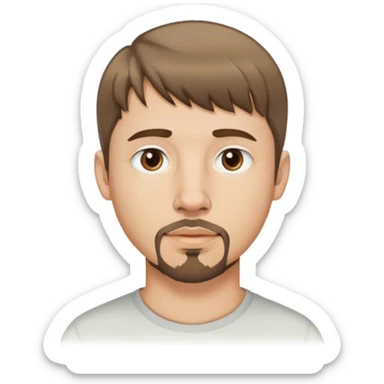  white male, short medium brown colored hair with bangs and goatee, nose and lip piercing sticker