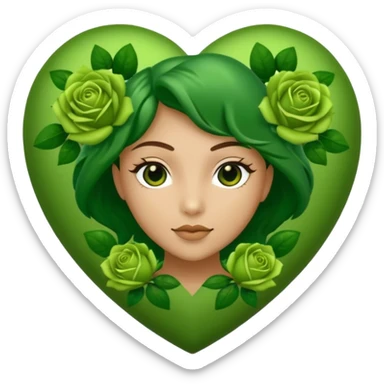 Green Heart with green roses  sticker
