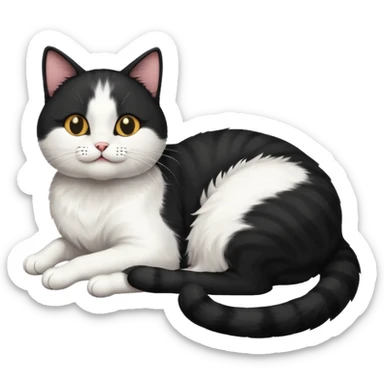 “A black and white cat lying on its back, basking in the sunlight.” sticker