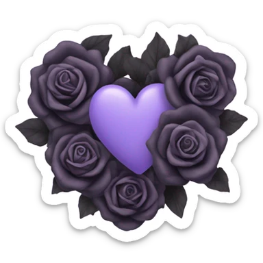 Pastel Purple Heart with black roses around the heart  sticker