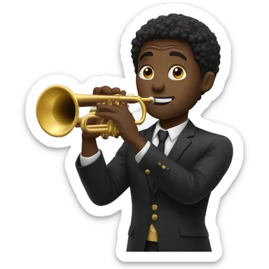 a black man with a trumpet sticker