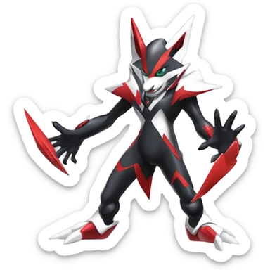  Cool Edgy Futuristic Black White Red Zangoose-Digimon-Medabot-Mecha full body sticker