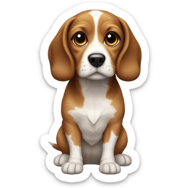 beagle cocker spaniel cross dog with light and dark brown splotches on its body sticker