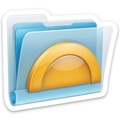 A **simple emoji-style icon** of a **transparent white plastic folder**, minimal and clean, with **rounded corners**, subtle translucency, soft shading, and a **small Concert arena symbol** on the front.
 sticker