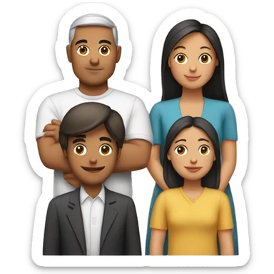 Padre y madre con dos hijas sticker