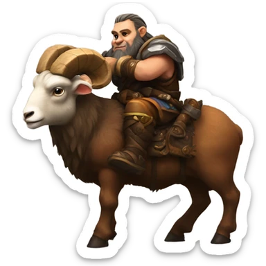 Warcraft dwarf riding a ram sticker