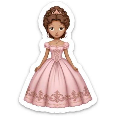 vintage rococo mixed woman with brown hair and light skin in a light pink beautiful gown sticker