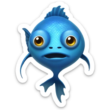 blue fish with human legs sticker