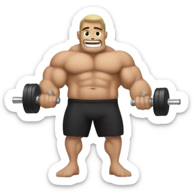 man with very big biceps with dumbell sticker