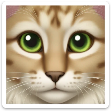 norvegian cat green eyes, hairy brown and blond sticker