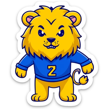 The Beast from Beauty and the Beast, fierce lion-like creature with horns and royal blue outfit sticker