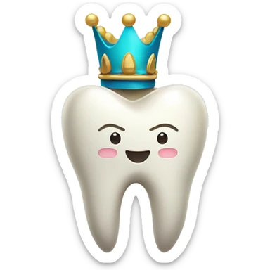one tooth with a dental crown sticker
