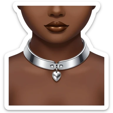 luxury fetish collar, silver chrome, smooth rounded metal, dominant erotic mood sticker