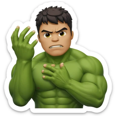 Create a man in a Hulk costume with a face palm sticker