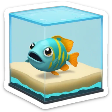 Cube fish tank no fish sticker